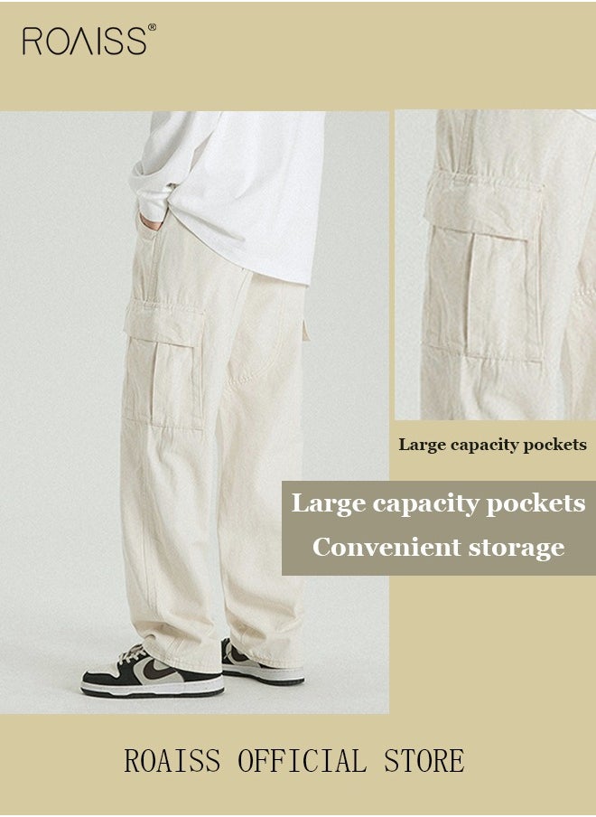 roaiss - Men Trendy Loose Cargo Pant Street Style Functional Streetwear Cargo Long Pants Men's Multi Pocket Overalls Youth Loose Casual Straight Leg Overalls Men's Pants - Image 1