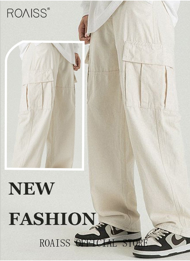 roaiss - Men Trendy Loose Cargo Pant Street Style Functional Streetwear Cargo Long Pants Men's Multi Pocket Overalls Youth Loose Casual Straight Leg Overalls Men's Pants - Image 1