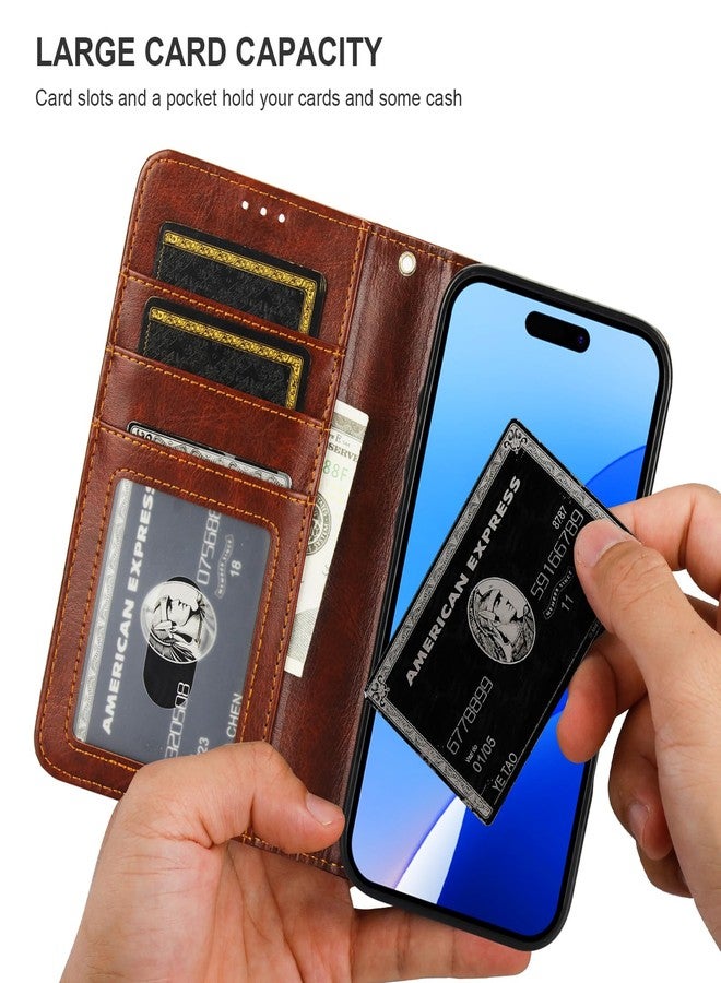 Bocasal Detachable Wallet Case for iPhone 16 Pro RFID Blocking Card Slots Holder Premium PU Leather Magnetic Kickstand Shockproof Wrist Strap Removable Flip Protective Cover 5G 6.3 inch (Brown) - Image 4