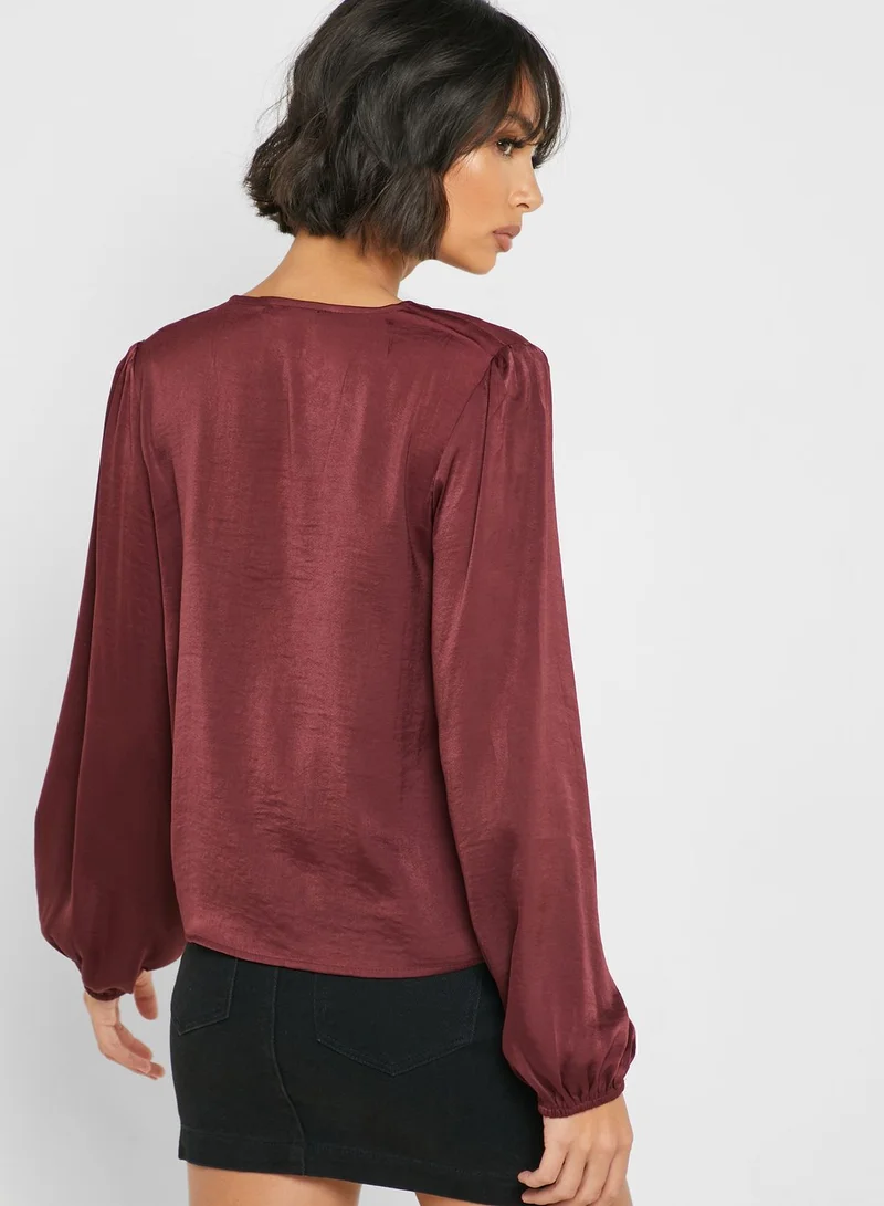 FOREVER 21 Lace Up Satin Top