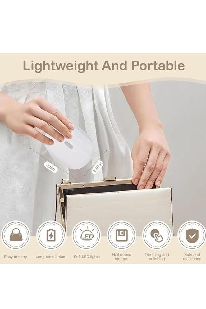 Electric Baby Nail Clipper with LED Light, 2 in 1 Automatic Safety Fingernail Trimmer and File with Nail Scraps Storage for Newborn, Kids, Adult, Elderly, 2 Speeds, USB Rechargeable, White - Image 2