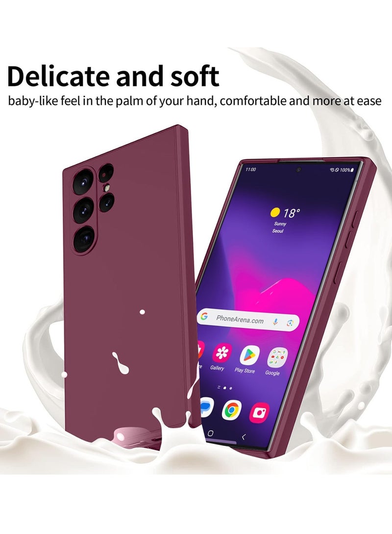 Wtech Samsung Galaxy S26 Ultra 5G 2025 Soft Liquid Silicone Case Cover (MCRPSN) - Maroon - Image 3