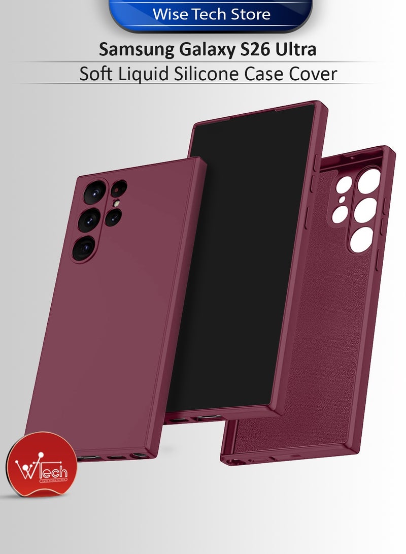 Wtech Samsung Galaxy S26 Ultra 5G 2025 Soft Liquid Silicone Case Cover (MCRPSN) - Maroon - Image 1