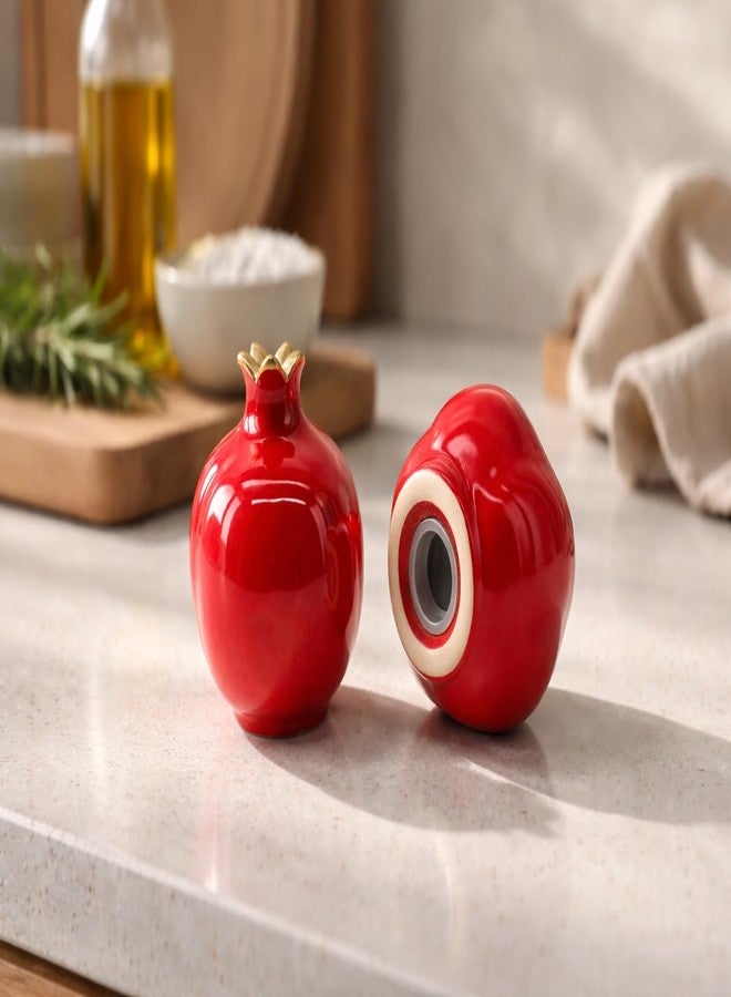 aaBco Ceramic Pomegranate Salt and Pepper Shaker Set Ceramic Salt and Pepper Shaker Set, Kitchen Table Seasoning Containers (Pomegranate) - Image 1