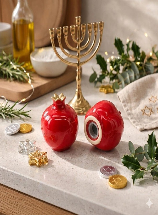 aaBco Ceramic Pomegranate Salt and Pepper Shaker Set Ceramic Salt and Pepper Shaker Set, Kitchen Table Seasoning Containers (Pomegranate) - Image 5