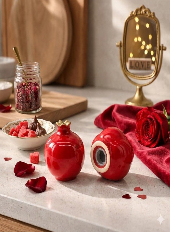 aaBco Ceramic Pomegranate Salt and Pepper Shaker Set Ceramic Salt and Pepper Shaker Set, Kitchen Table Seasoning Containers (Pomegranate) - Image 2