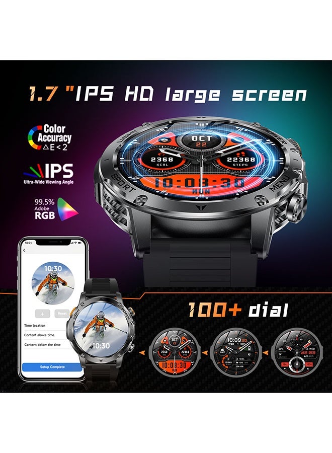 RollsTimi  LED Men'S Smart Watch with Wireless Calling 1.7" HD Large Screen, 1000mAh Battery, Long Standby Time, Flashlight, Fitness Tracker Watch, 100+ Sports Modes, Voice Assistant - Image 3