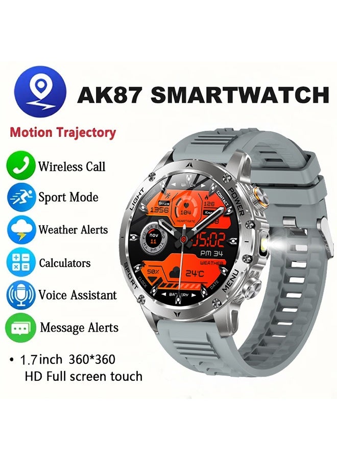 RollsTimi LED Men'S Smart Watch with Wireless Calling 1.7" HD Large Screen, 1000mAh Battery, Long Standby Time, Flashlight, Fitness Tracker Watch, 100+ Sports Modes, Voice Assistant