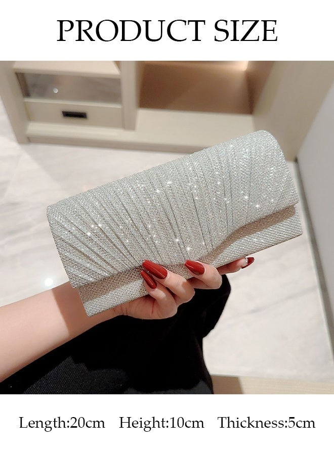 DUNISO Evening Clutch Bag for Women Envelope Handbag Sparkling Envelope Evening Bag with Detachable Chain Chain Purse Bag Crossbody Bag for Wedding Formal Cocktail Party - Image 2