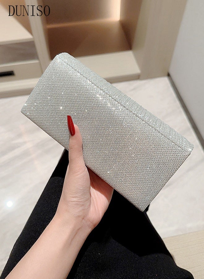 DUNISO Evening Clutch Bag for Women Envelope Handbag Sparkling Envelope Evening Bag with Detachable Chain Chain Purse Bag Crossbody Bag for Wedding Formal Cocktail Party - Image 4