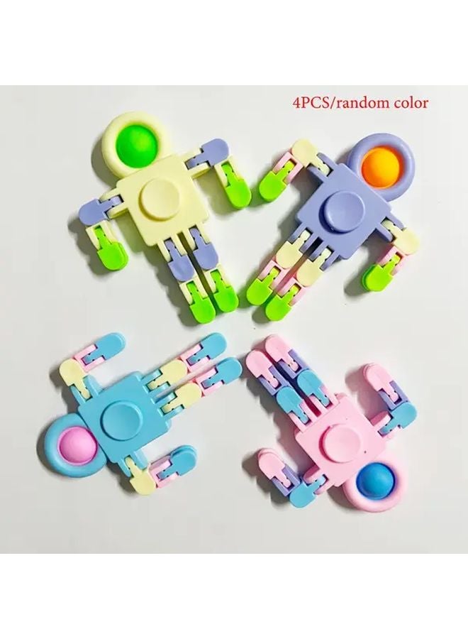 4pcs Random Color Transforming Robot Fidget Spinners Stress Relief Toy For Kids Adults - Image 1