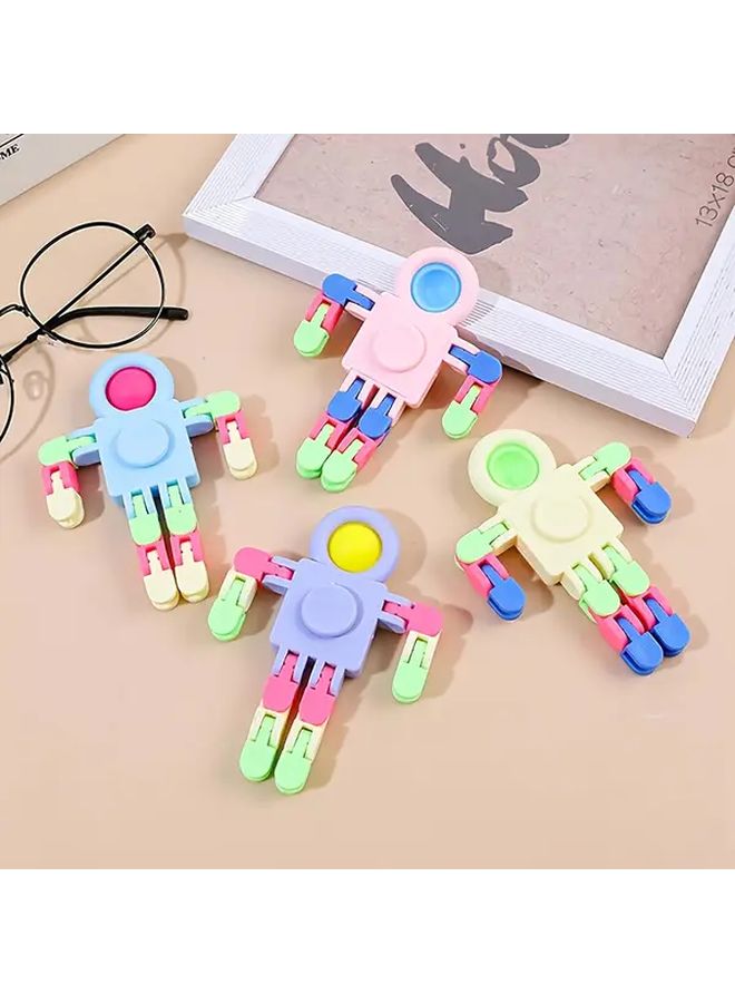 4pcs Random Color Transforming Robot Fidget Spinners Stress Relief Toy For Kids Adults - Image 2