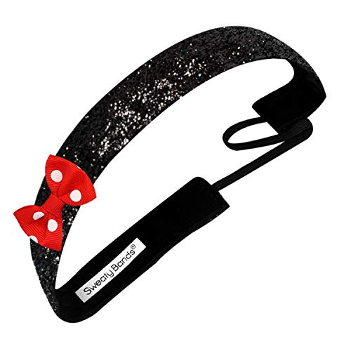 Sweaty Bands Womens Girls Headband - Non-Slip Velvet-Lined Sparkle Hairband - Bowtique Viva Diva Polka Dot 1-Inch - Image 1