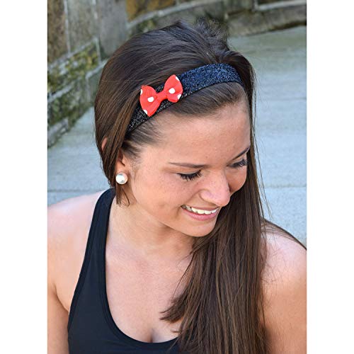 Sweaty Bands Womens Girls Headband - Non-Slip Velvet-Lined Sparkle Hairband - Bowtique Viva Diva Polka Dot 1-Inch - Image 2