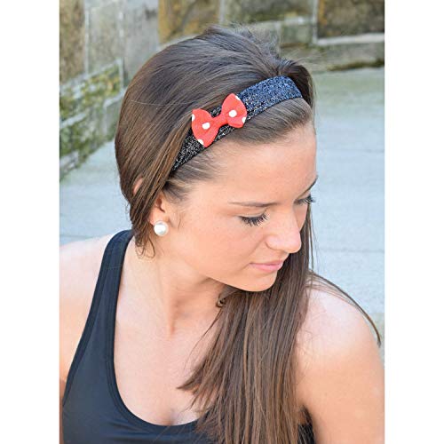 Sweaty Bands Womens Girls Headband - Non-Slip Velvet-Lined Sparkle Hairband - Bowtique Viva Diva Polka Dot 1-Inch - Image 4