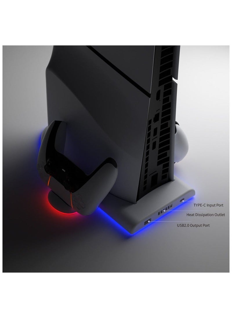 PS5 Slim Stand and Cooling Station with RGB LED Charging Station for PS5 Slim Console Cooling Dock with 3-Level Cooling Fan and Dual PS5 Controller or PS5 Edge Controller Charger - Image 2