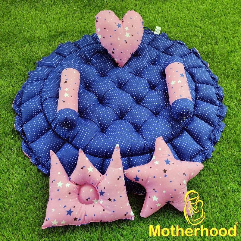 MOTHERHOOD MOTHERHOOD Round Baby Tub Bed 5 pc Pillow Luxury Mattress Bed Sleeper Bedding Set coSleeper Safe Cotton Fabric with RFilled UltraSoft Comfortable for Newborn to Toddlers Pink - Image 4