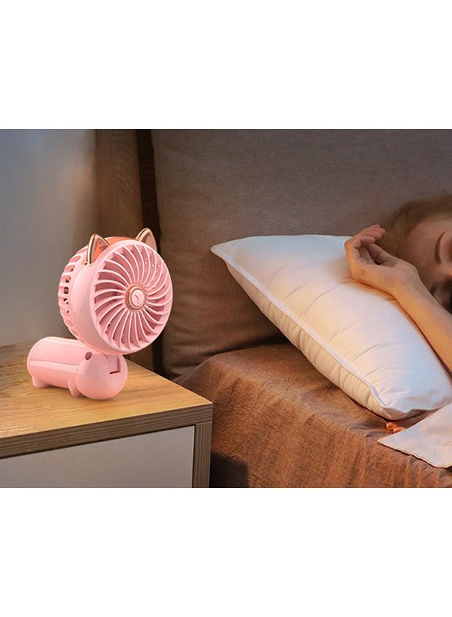 Handheld Mini Fan, 3 Speeds Strong Wind Personal Portable USB Fan, Cute Foldable Small Electric Fan for Girls/Women/Kids Outdoor Travel, for Office/Desktop, Pink - Image 5