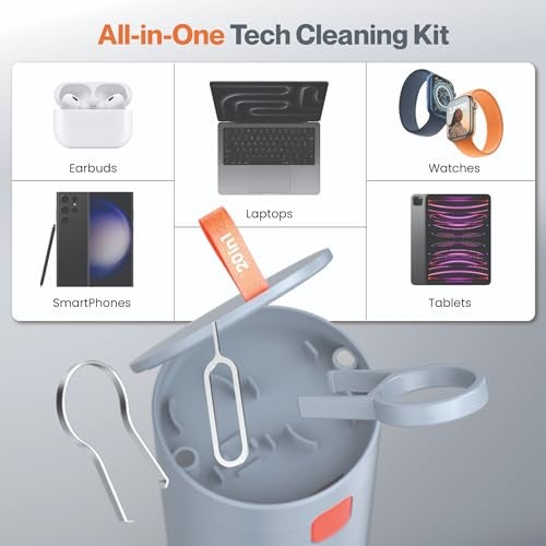 Ambrane 20-in-1 Cleaning Kit for Smartphones, Tablet, PC Computer, Laptops, Keyboards, DSLR Camera Lens, Earphones, Airpods with Screen Dust Brush, Key Puller & Spray Bottle (ACK-01, Grey) - Image 2