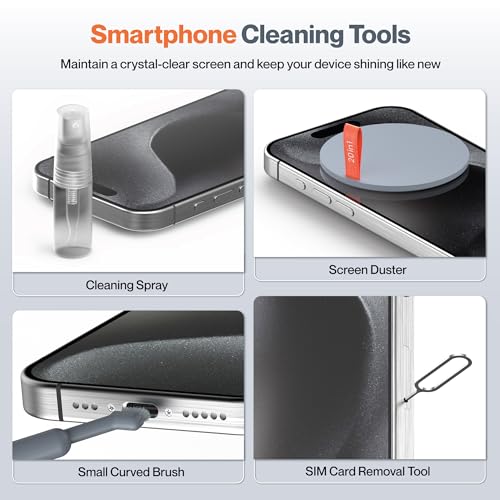 Ambrane 20-in-1 Cleaning Kit for Smartphones, Tablet, PC Computer, Laptops, Keyboards, DSLR Camera Lens, Earphones, Airpods with Screen Dust Brush, Key Puller & Spray Bottle (ACK-01, Grey) - Image 4