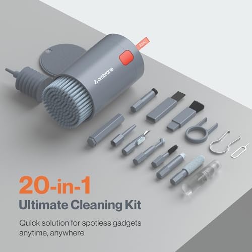 Ambrane 20-in-1 Cleaning Kit for Smartphones, Tablet, PC Computer, Laptops, Keyboards, DSLR Camera Lens, Earphones, Airpods with Screen Dust Brush, Key Puller & Spray Bottle (ACK-01, Grey) - Image 3