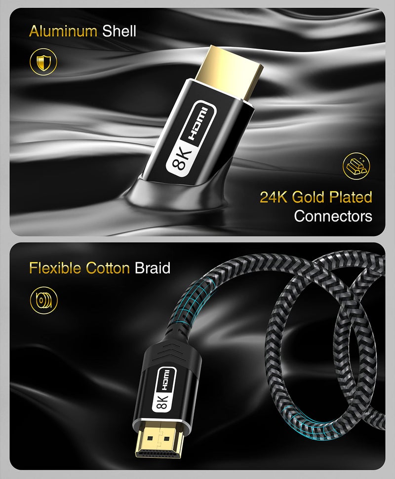 BlueRigger 10K 8K HDMI Cable - 20FT (8K 60Hz Ultra HD, 48Gbps High Speed, eARC, HDR10, 4:4:4, HDCP 2.3) - Compatible with Game Consoles, HDTV, Apple TV, Monitor, Blu-Ray - Image 5