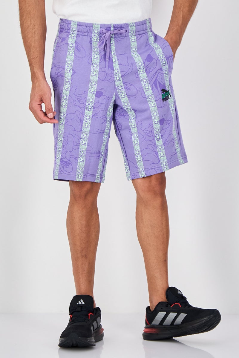 PUMA Men Sportswear Fit Graphic Print Outdoor Shorts, Purple - Image 1