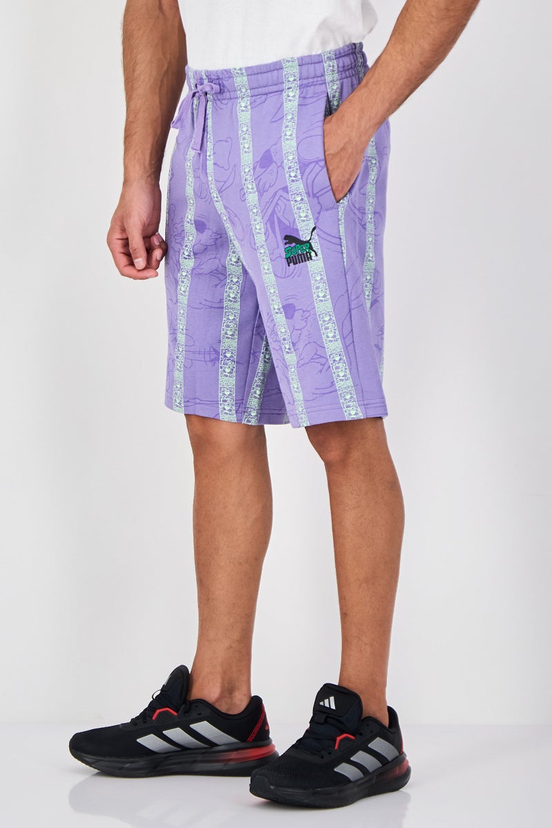 PUMA Men Sportswear Fit Graphic Print Outdoor Shorts, Purple - Image 2