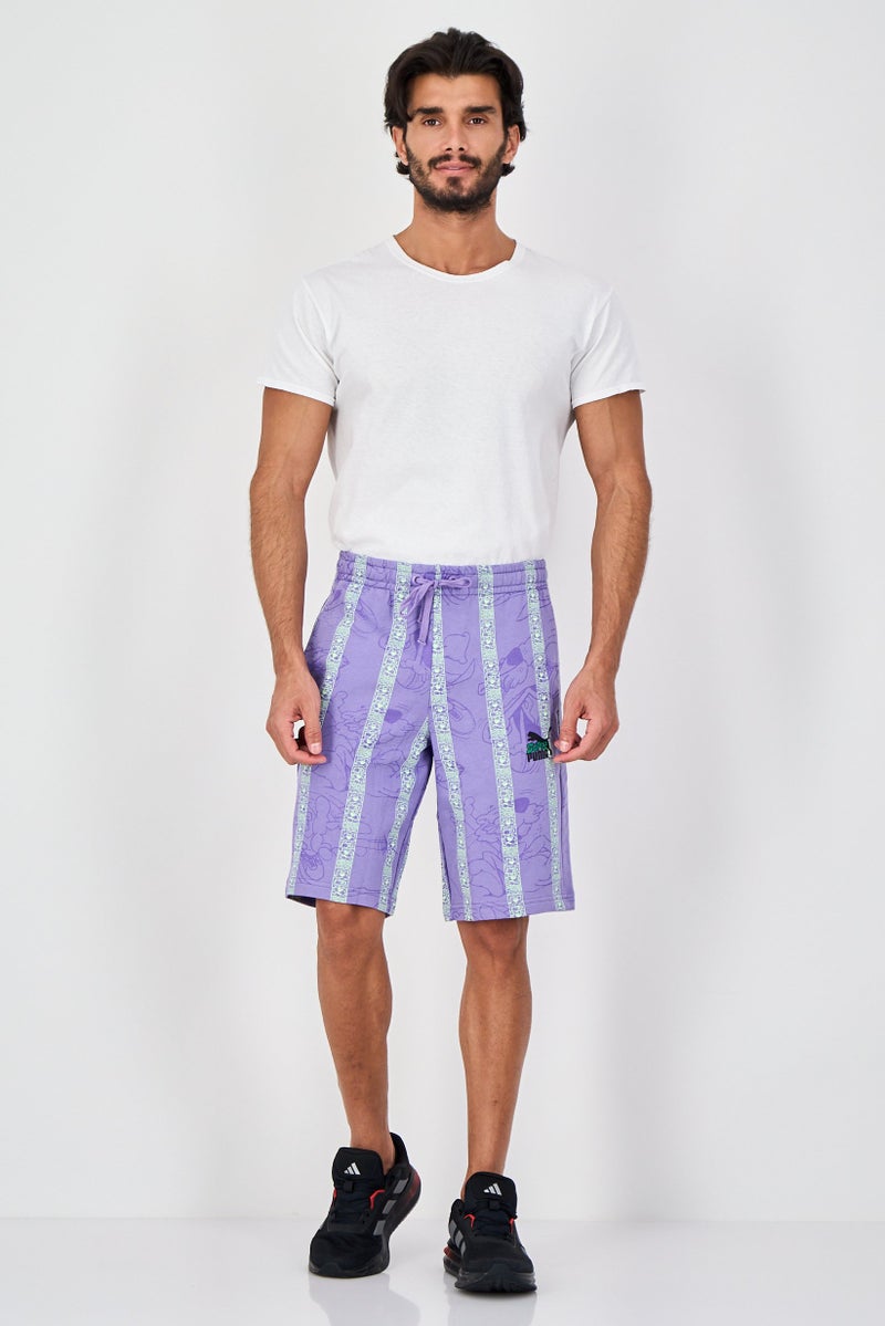 PUMA Men Sportswear Fit Graphic Print Outdoor Shorts, Purple - Image 4