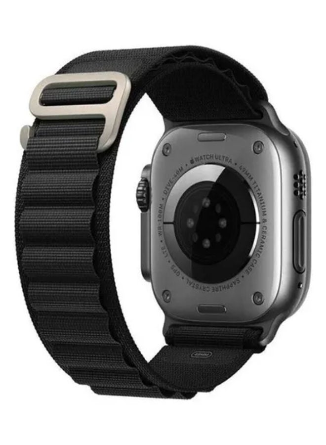 SHOPI Replacement strap for Apple Watch Alpine Loop Band 49mm/45mm/44mm Nylon Woven Sport Strap Compatible with iWatch Series 8/Ultra/7/SE/6/5/4/3/2/1 Black - Image 1
