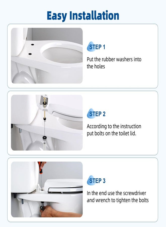 iFealClear 2 Pack Universal Brass Toilet Seat Bolts Compatible with Kohler/American Standard/TOTO/Glacier Bay, 3 Inch Toilet Seat Screws Replacements with Long Downlock Nuts, Anti-Slip Gaskets - Image 5