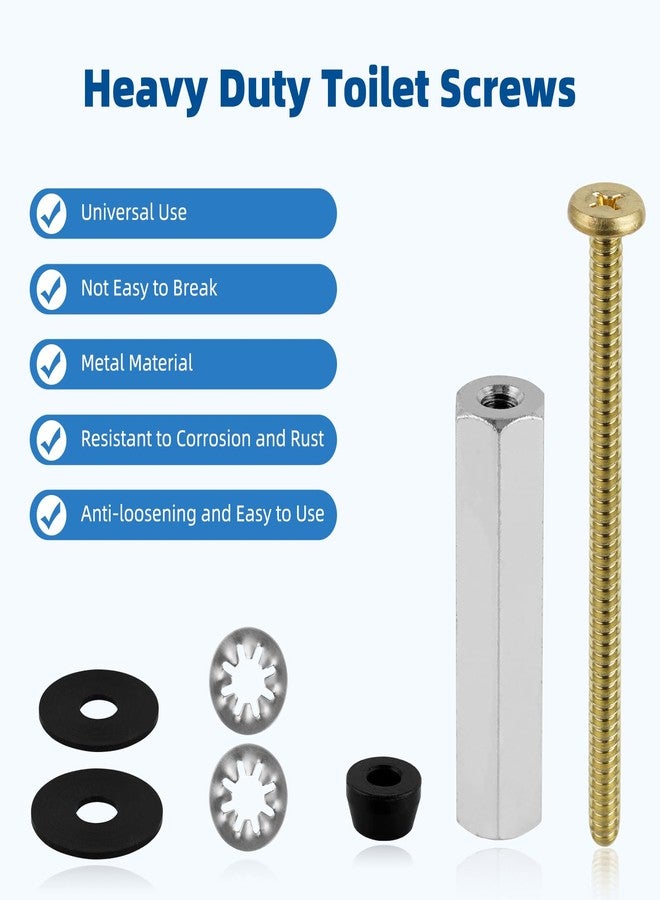 iFealClear 2 Pack Universal Brass Toilet Seat Bolts Compatible with Kohler/American Standard/TOTO/Glacier Bay, 3 Inch Toilet Seat Screws Replacements with Long Downlock Nuts, Anti-Slip Gaskets - Image 2