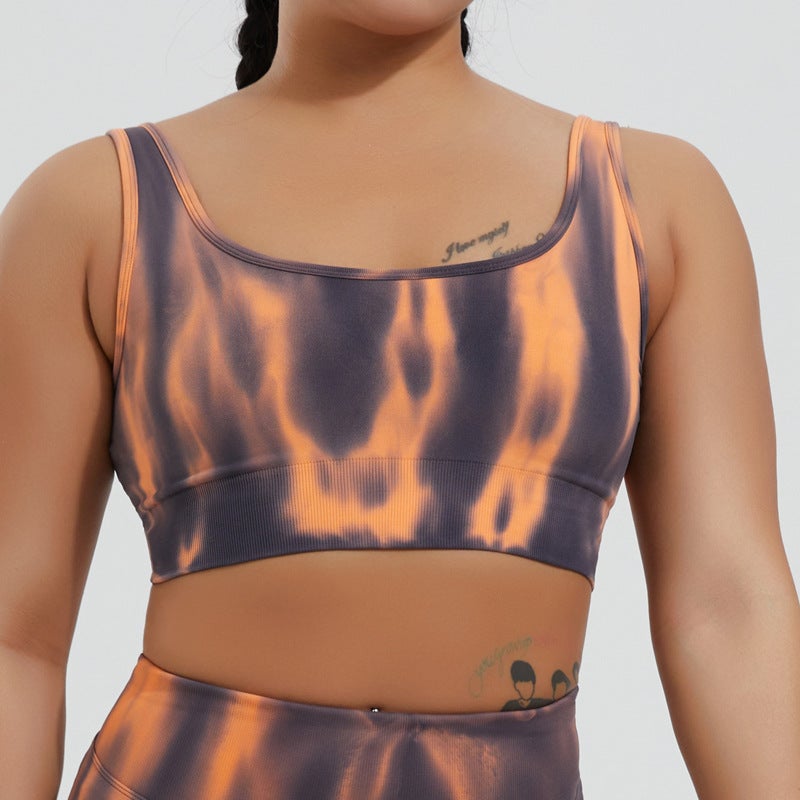 Quick Dry Yoga Set Sports Bra Shorts Brown Bra