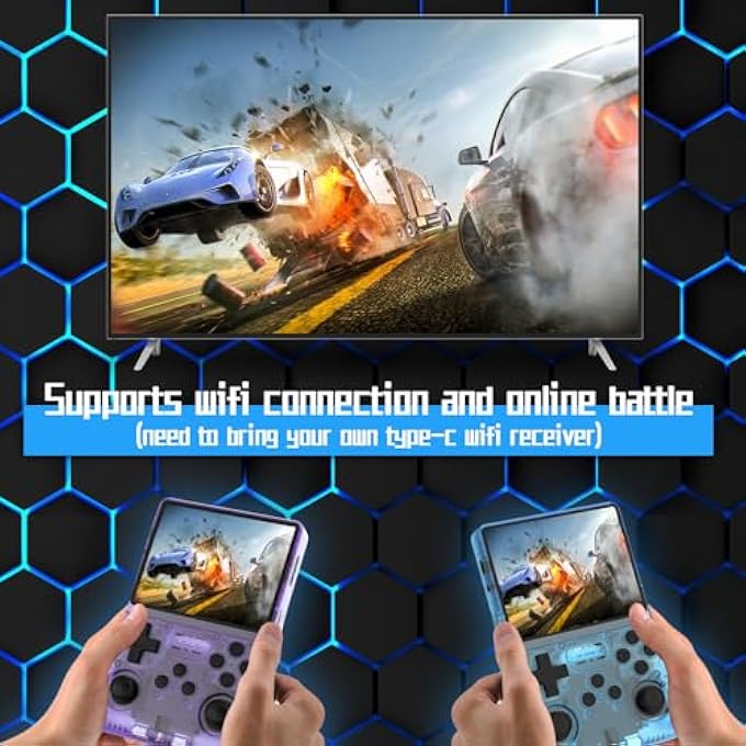 [30000 IN 1] R40S PRO HANDHELD GAME CONSOLE 3.5 INCH IPS SCREEN MINI RETRO CONSOLE 3800MAH PORTABLE POCKET ARCADE 12+ MAINSTREAM EMULATOR 256G TF CARD TRANSPARENT.(BLUE) - Image 2