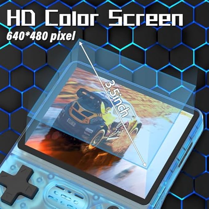 [30000 IN 1] R40S PRO HANDHELD GAME CONSOLE 3.5 INCH IPS SCREEN MINI RETRO CONSOLE 3800MAH PORTABLE POCKET ARCADE 12+ MAINSTREAM EMULATOR 256G TF CARD TRANSPARENT.(BLUE) - Image 3