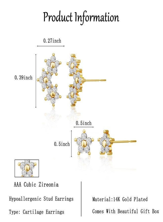 Robaice Cartilage Earrings for Women Helix Conch Piercing Jewelry CZ Cartilage Daith Tragus Piercing Jewelry Screw Back Stud Earrings, Medium, Brass, No Gemstone - Image 3