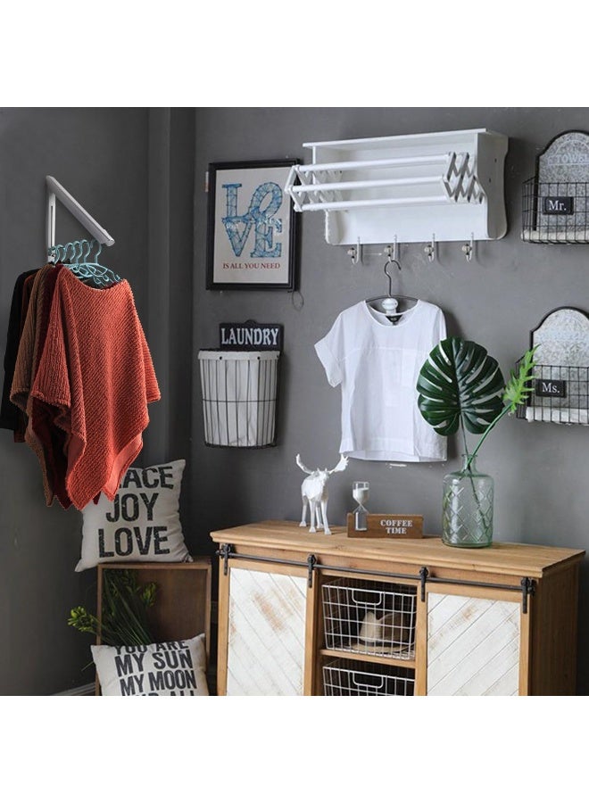 Sweshine Folding Clothes Hanger Wall Mounted Indoor Outdoor Aluminum Space Savers Clothes Rack Holder Slim Design for Bedroom, Bathroom, Balcony - Image 5