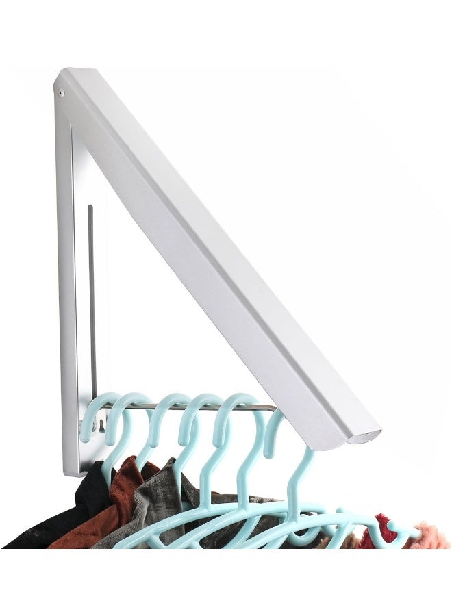 Sweshine Folding Clothes Hanger Wall Mounted Indoor Outdoor Aluminum Space Savers Clothes Rack Holder Slim Design for Bedroom, Bathroom, Balcony - Image 2