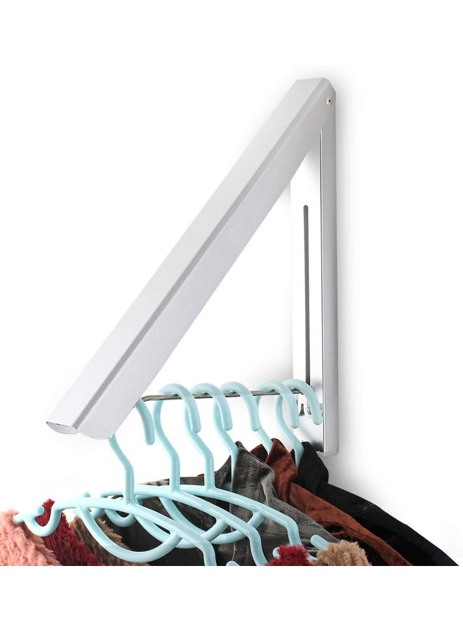 Sweshine Folding Clothes Hanger Wall Mounted Indoor Outdoor Aluminum Space Savers Clothes Rack Holder Slim Design for Bedroom, Bathroom, Balcony - Image 1