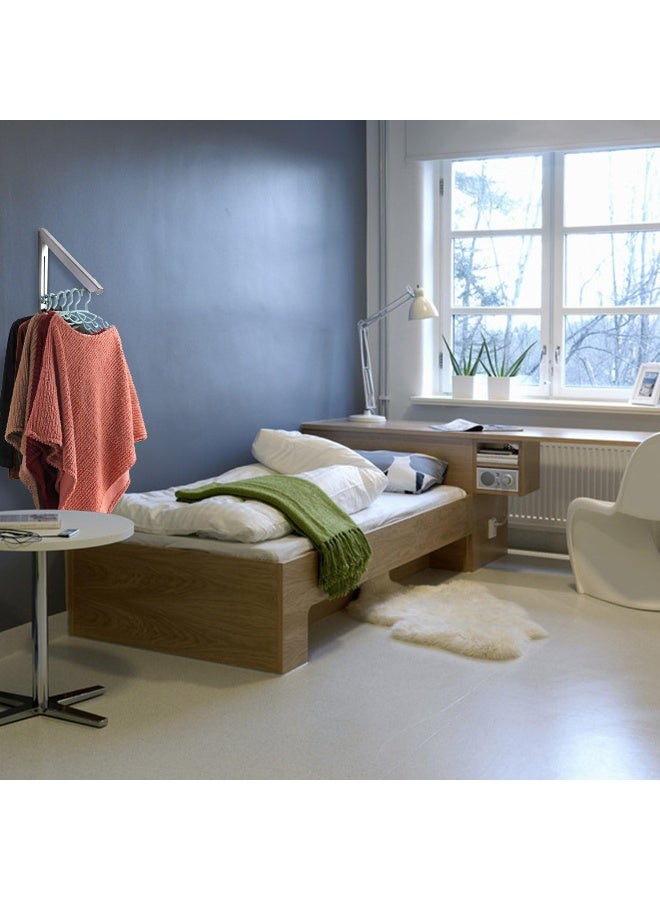 Sweshine Folding Clothes Hanger Wall Mounted Indoor Outdoor Aluminum Space Savers Clothes Rack Holder Slim Design for Bedroom, Bathroom, Balcony - Image 4