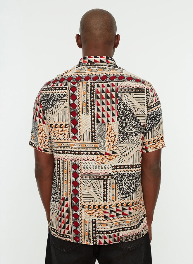 trendyol Multicolor More Sustainable Regular Casual Flowy 100% Viscose Short Sleeve Ethnic Shirt - Image 3