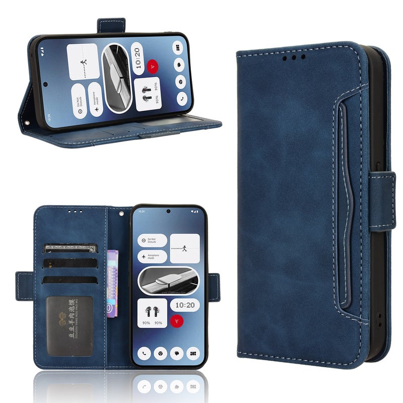 HuHa Case Cover For Nothing Phone 2a Skin Feel Calf Texture Card Slots Leather Phone Case(Blue) - Image 1