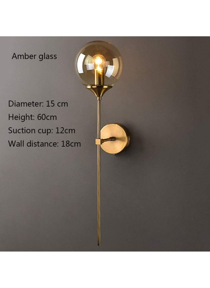 Generic Modern Wall Lamp Beside Bedroom Glass Ball LED Wall Lights Fixtures Wandlamp Lighting Bathroom Mirror Stair Light,Modern Wall Sconces Colour  Smoke ,2PC Set ( Bulb not included )  - Image 2