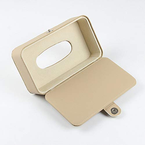 KolorFish Tissue Holder, Car Back Seat Headrest Hanging Tissue Holder with PU Leather, Multi-use Tissue Box Holder for Car Decoration (Beige) - Image 5
