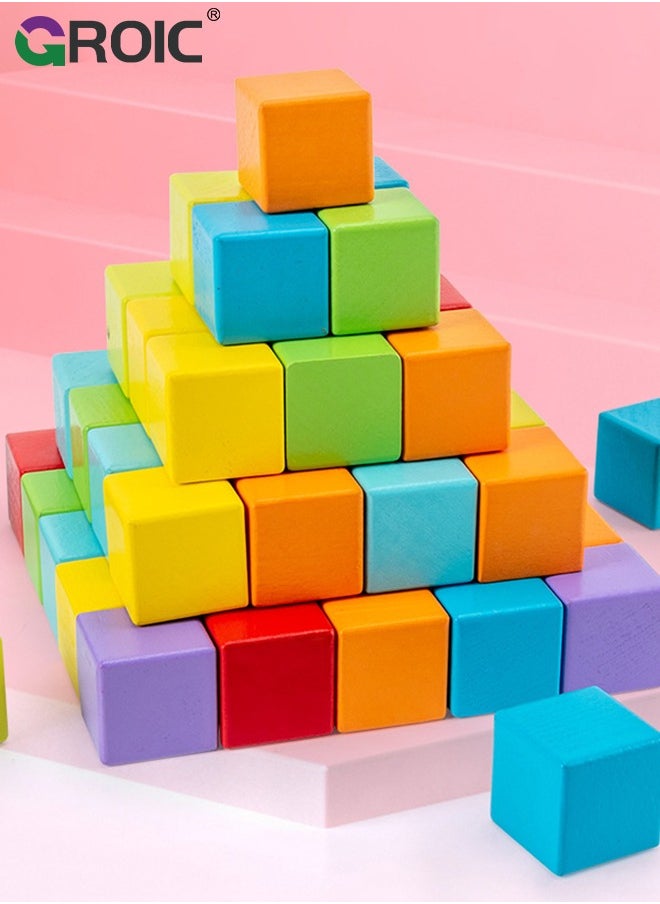 GROIC - 40 Pcs Cubes Math Manipulatives Stacked Blocks Toys For Kids, Educational Counting Toys Classroom Learning Supplies, Preschool Plastic Counting Blocks for Kindergarten Homeschool Learning - Image 1