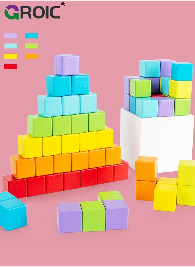 GROIC - 40 Pcs Cubes Math Manipulatives Stacked Blocks Toys For Kids, Educational Counting Toys Classroom Learning Supplies, Preschool Plastic Counting Blocks for Kindergarten Homeschool Learning - Image 1