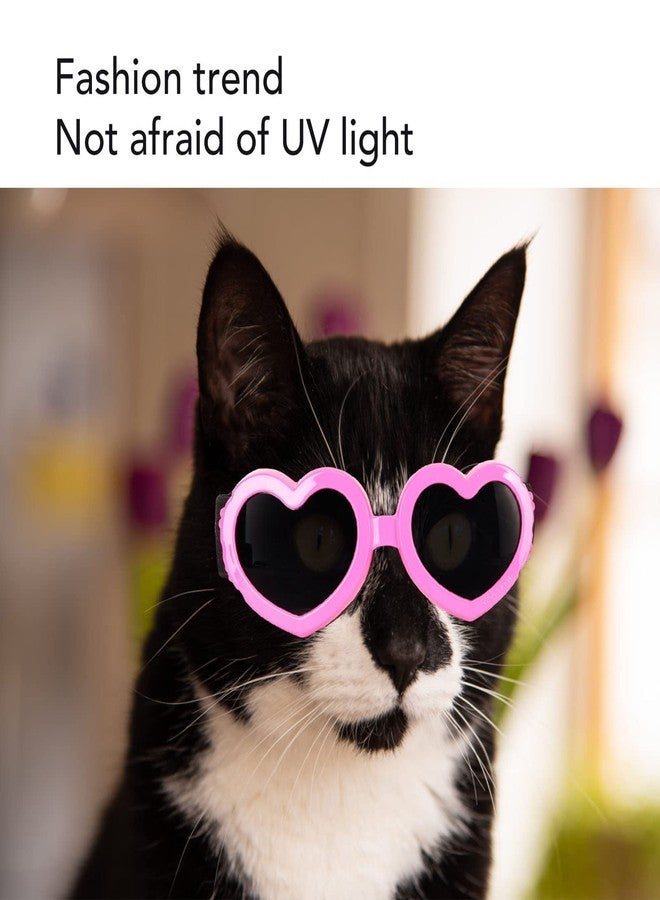 جياو نظارات شمسية للكلاب، نظارات لطيفة على شكل قلب للجراء والكلاب والقطط، نظارات للحيوانات الأليفة مزودة بأحزمة، مقاومة للرياح وتمنع الضباب لركوب الدراجات والمشي لمسافات طويلة - Image 3