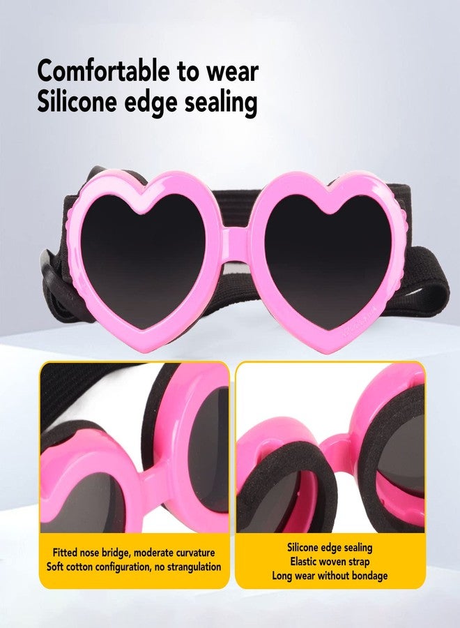 جياو نظارات شمسية للكلاب، نظارات لطيفة على شكل قلب للجراء والكلاب والقطط، نظارات للحيوانات الأليفة مزودة بأحزمة، مقاومة للرياح وتمنع الضباب لركوب الدراجات والمشي لمسافات طويلة - Image 4