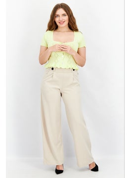 GLAMOROUS Women Square Neck Short Sleeve Crop Top, Lime Green  - Image 3