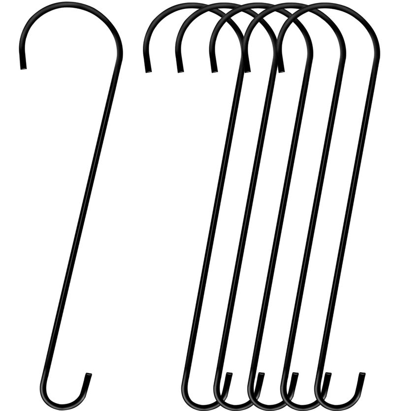 DINGEE 24 Inch Large Tree Branch Hooks, 6 Pack Extra Long Metal Black S Hooks for Hanging Plants, Garden Hooks for Hanging Bird Feeders,Plant Hooks Outdoor Hanging Basket-Outdoor or Indoor Use - Image 1